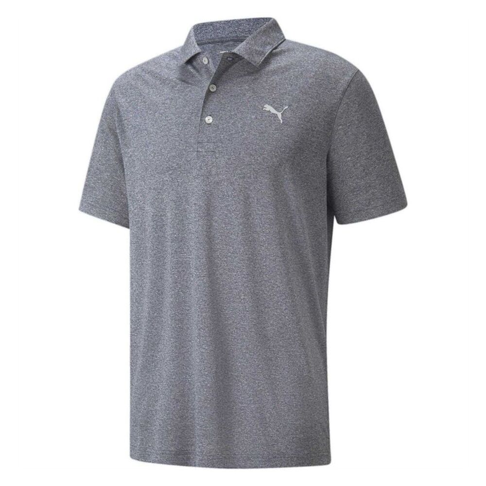 Puma Mens Heathered Performance Polo Shirt / Navy Blazer
